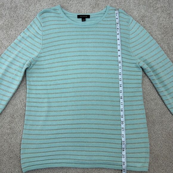 Ann Taylor Sweater Womens Large Gold Stripe Pullover Career Metallic Ladies - Picture 6 of 8